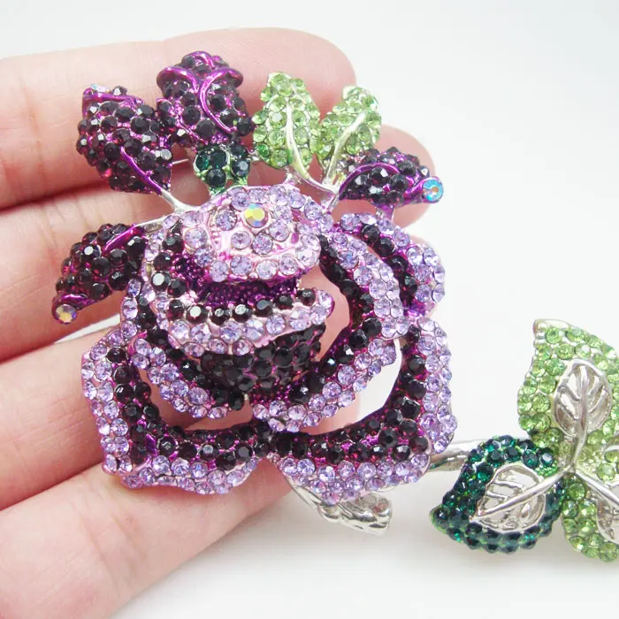 5 3 &quotновая брошь красивая фиолетовая роза золотая в форме цветка булавка с
