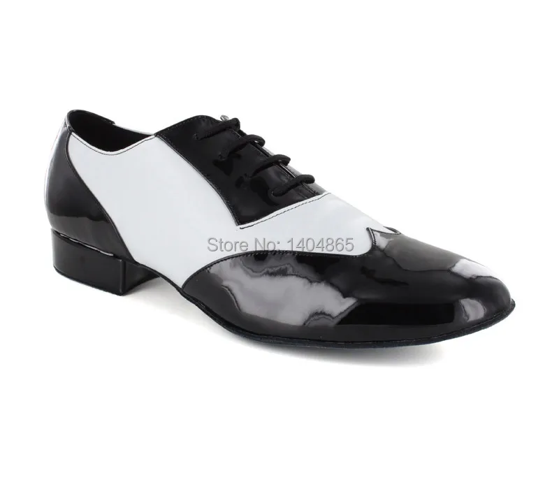 

NEW Quality Patent Real Black and white Cow Leather ballroom Modern Latin mens dance shoes FREE SHIPPING