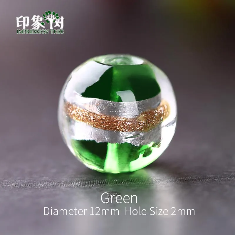 Green 10pcs Стеклянные бусины с серебристой фольгой, 10 шт., 12 мм, разноцветные шармы с песочным узором ручной работ для самостоятельного изготовления ювелирных украшений, модель 16018 - Цвет: Green 10pcs