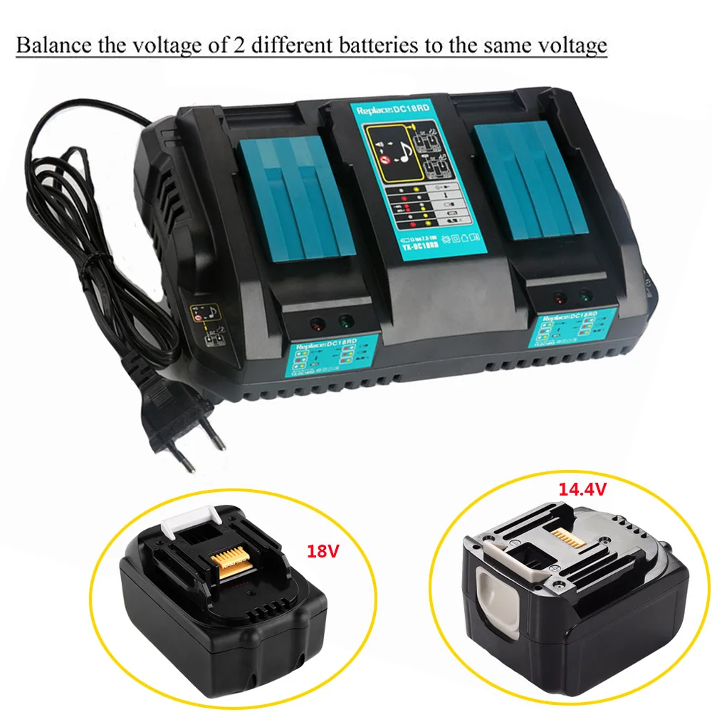 Для Makita Dual Замена Зарядное устройство литий-ионный Быстрый оптимизированная 4A Выход Зарядное устройство для BL1830, BL1430, DC18RC, DC18RA, DC18RCT