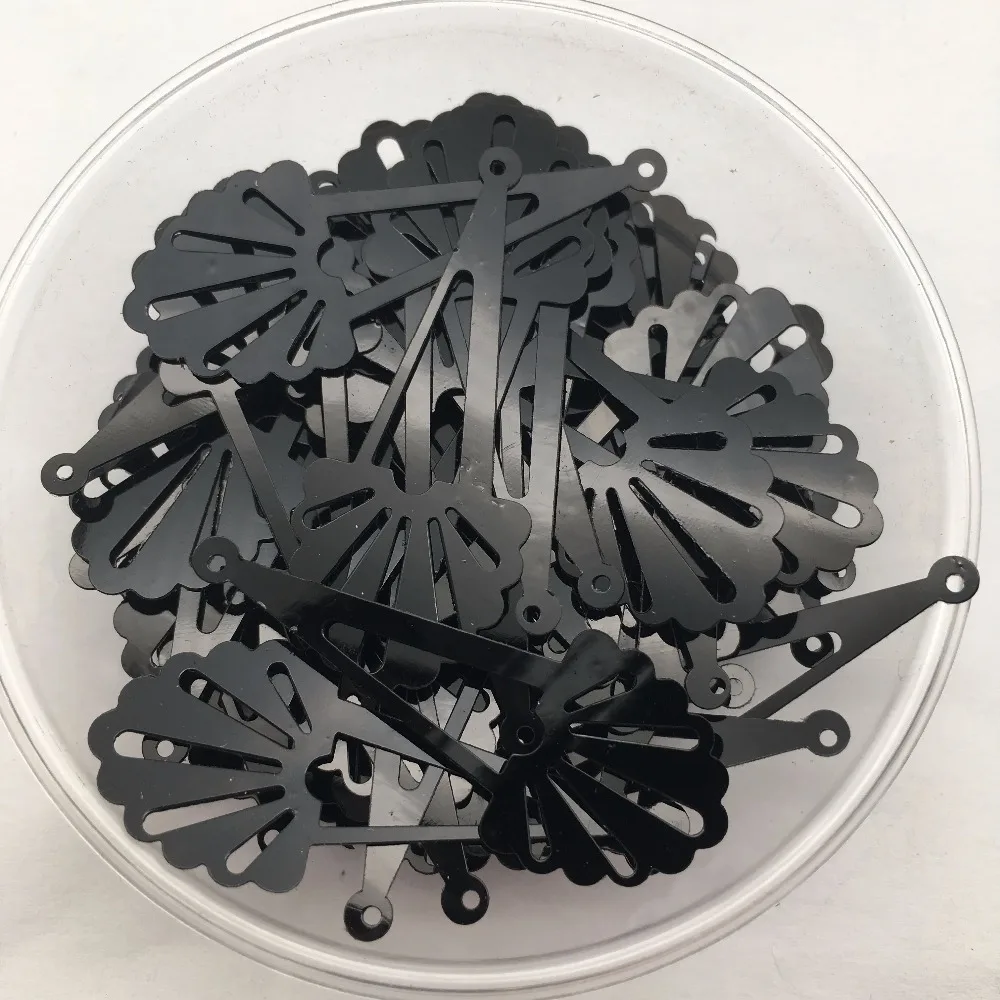 

30g 300pcs 17*43mm Pendant Loose Sequin Paillette Crafts Sewing ,Women Kids Diy Garment Accessories Black