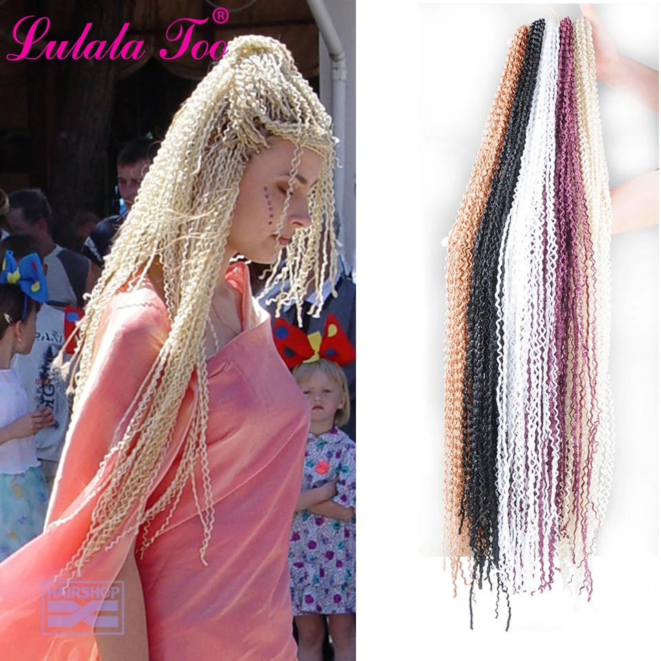 30 inch Zizi Crochet Box Braids Hair Synthetic Curly Braiding Hair Extension 28 Strands/pack 613/1B/#99j/Blonde/Black 50g