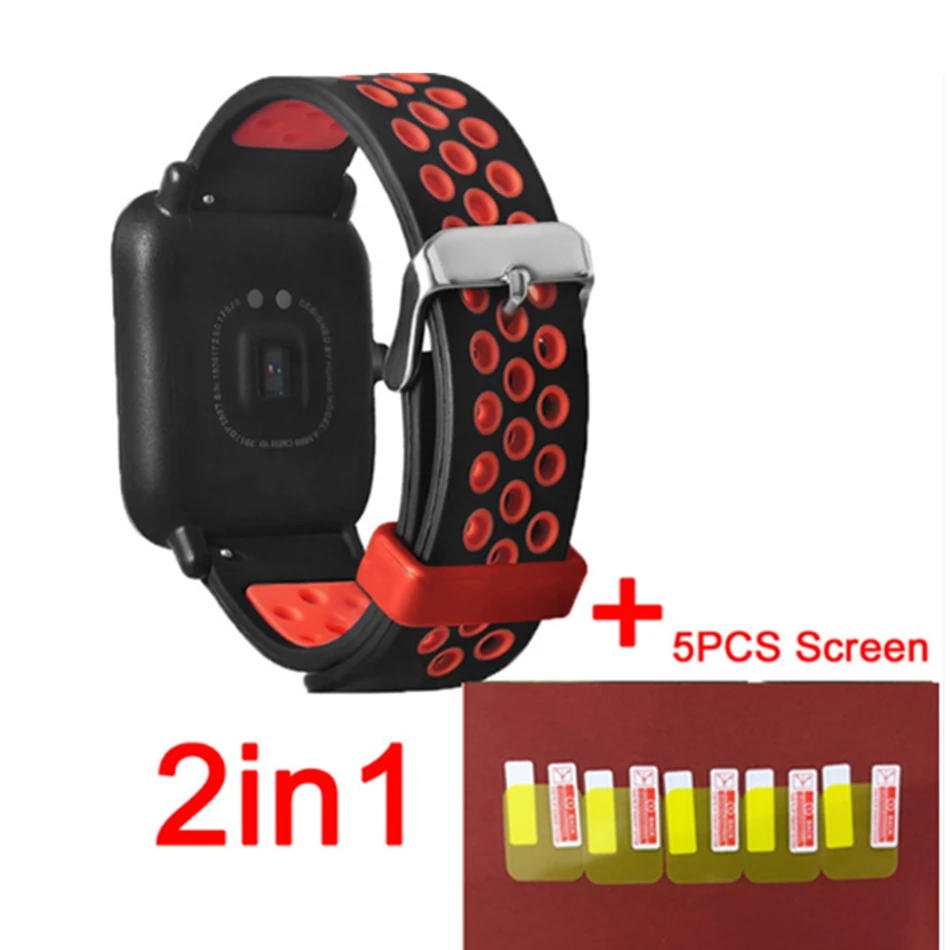 Ремешок силиконовый 2 в 1 для Xiaomi Amazfit Bip мягкий спортивный фитнес браслет с