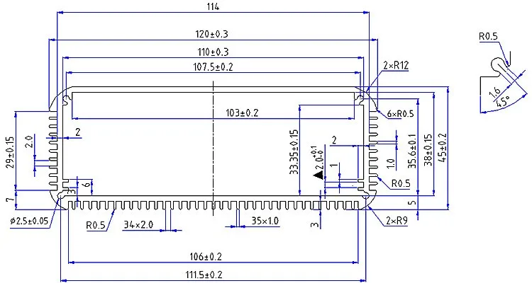 120*45*150 мм алюминиевый корпус радиатора