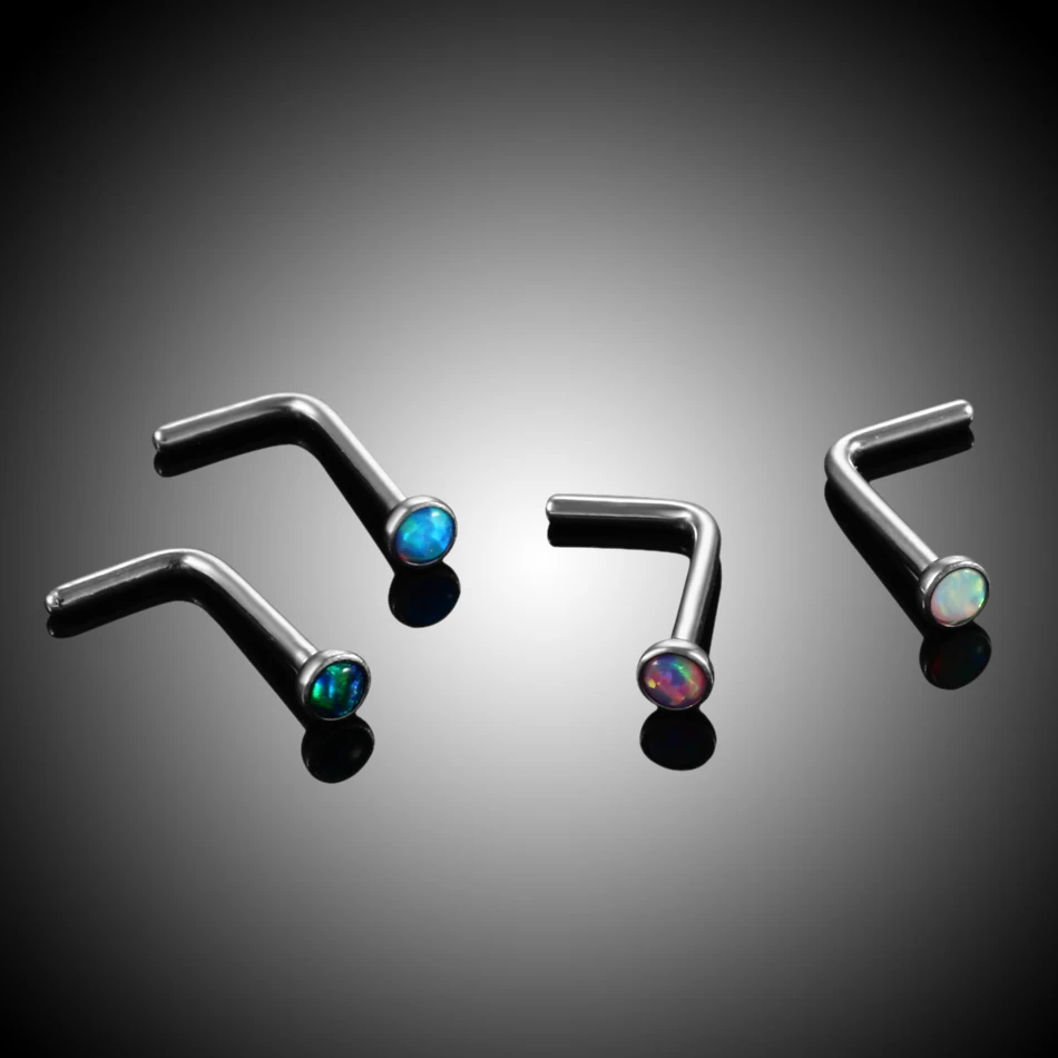 1PC Титановый опаловый ноздревой пирсинг в виде штифта для носа Nariz Screw Piercings Ring Earring Body Jewelry on.