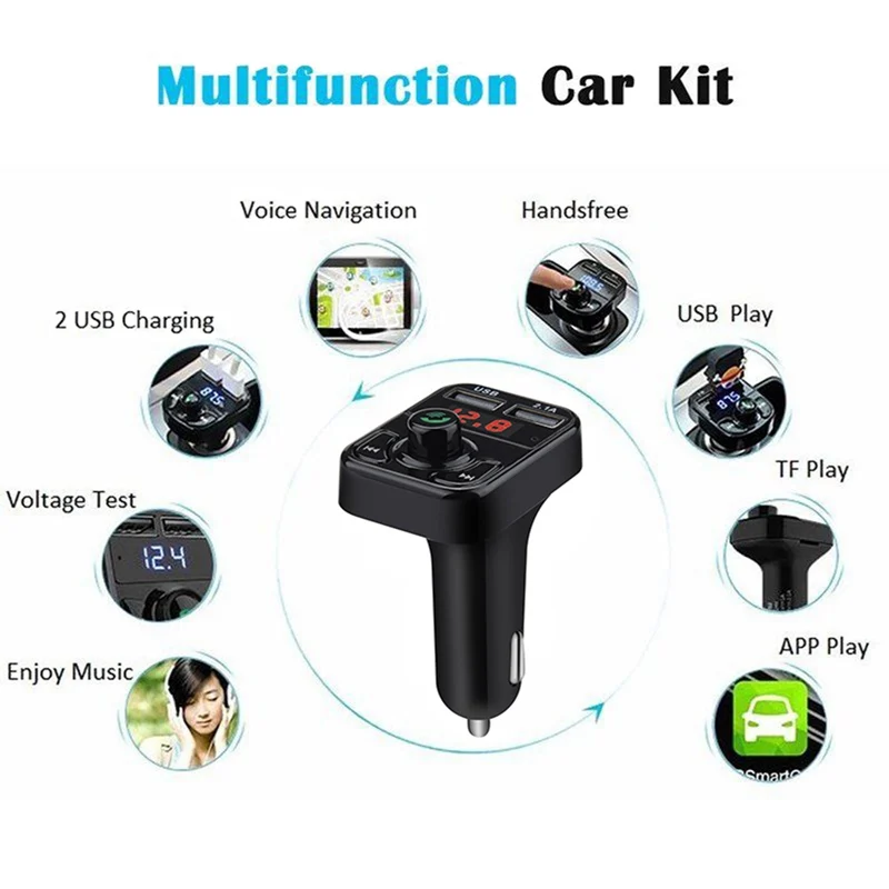 VicTsing Bluetooth MP3 плеер FM передатчик громкой связи беспроводной радио адаптер USB Автомобильное зарядное устройство 2.1A MP3 плеер SD воспроизведение музыки