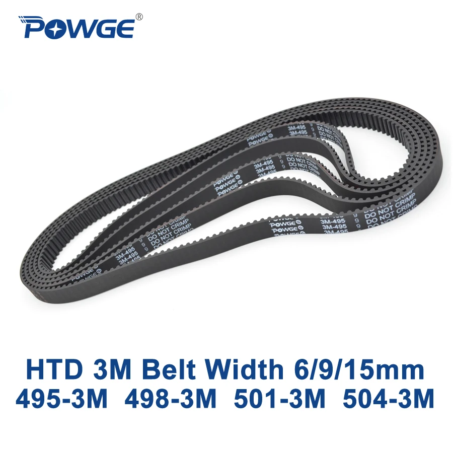 

POWGE HTD 3M Timing belt C= 495 498 501 504 width 6/9/15mm Teeth 165 166 167 168 HTD3M synchronous 495-3M 498-3M 501-3M 504-3M