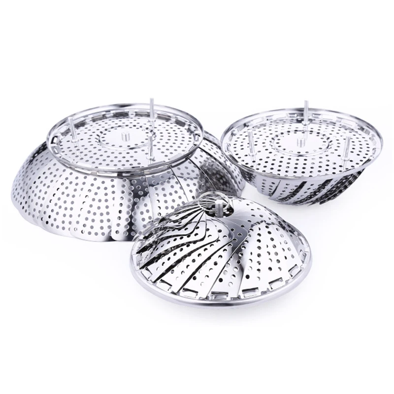 OLOEY Stainless Steel Folding Steamer Kitchen Vegetable Fruit Basket Food Mesh Steaming Rack Cookware Vapor Cooker Steamers Tool | Дом и сад