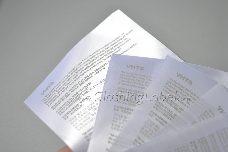 Custom clothing labels printed label with QR code satin tape material white backgroundwith grey logo | Дом и сад