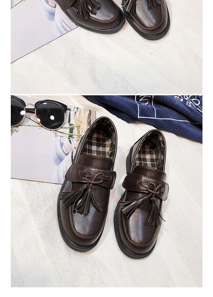 New Spring Party Shoes Women Oxfords Flat Slip-on Fashion Platform With Fringe British Style Shoes Round Toe Casual Shoes