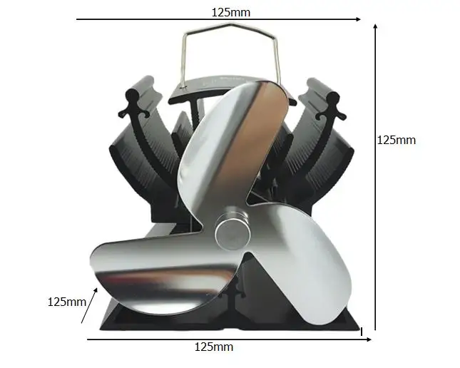 

12.5cm Height Mini Heat Powered Stove Top Fan For Small Space On Wood / Log Burner /Fireplace Stove - Eco Friendly (Nickel)