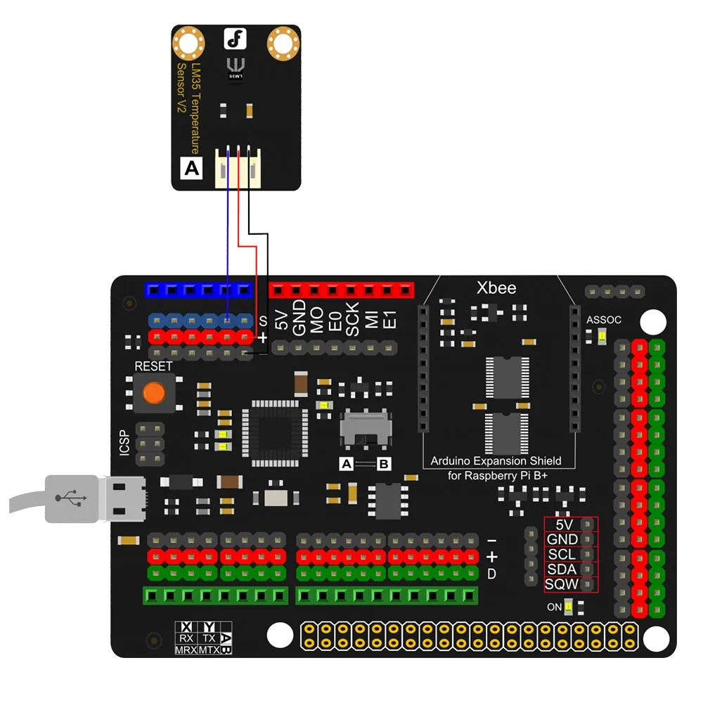 DFRobot расширительный щит для Raspberry Pi B+/Pi 2/Pi 3, ATmega32u4 Leonardo 5V совместим со стандартным датчиком защиты Arduino