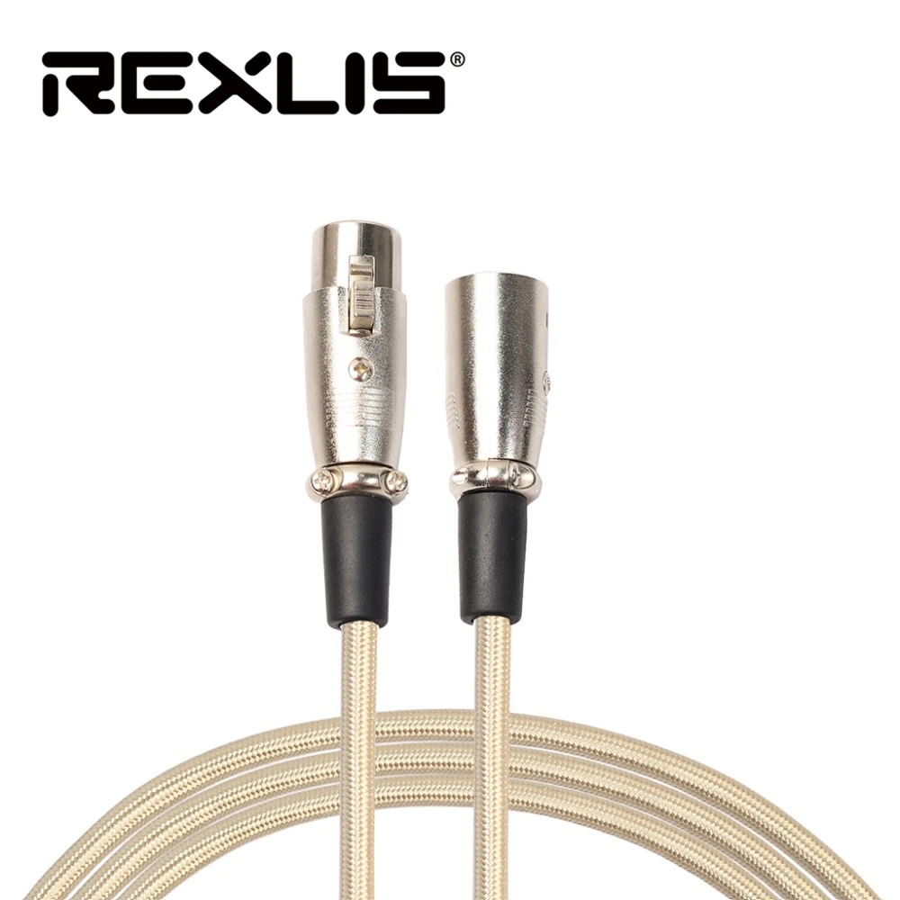 REXLIS роскошный золотой Цвет аудио сигнала линии баланс кабель XLR Мужской Женский