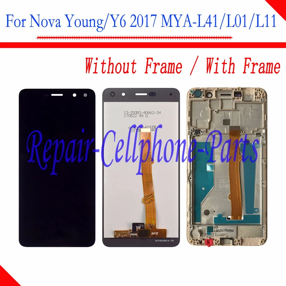 

Полный ЖК-дисплей + цифровой преобразователь сенсорного экрана в сборе + рамка для Huawei Nova Young 4G LTE MYA-L11 / Y6 2017 MYA-L41