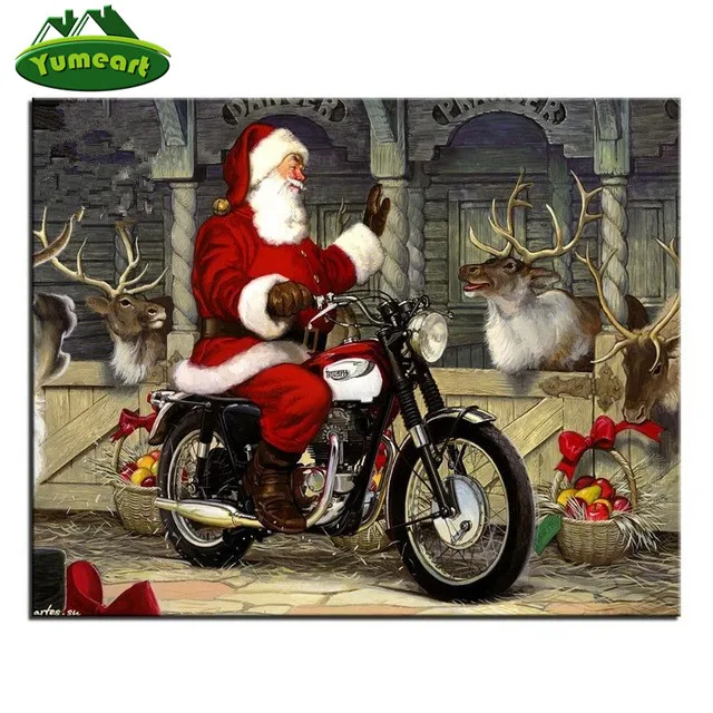 Картина с бриллиантами высокое качество холст против морщин Санта Рождество