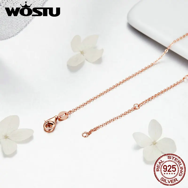 Женское Ожерелье из бисера WOSTU розовое золотое ожерелье стерлингового серебра 925