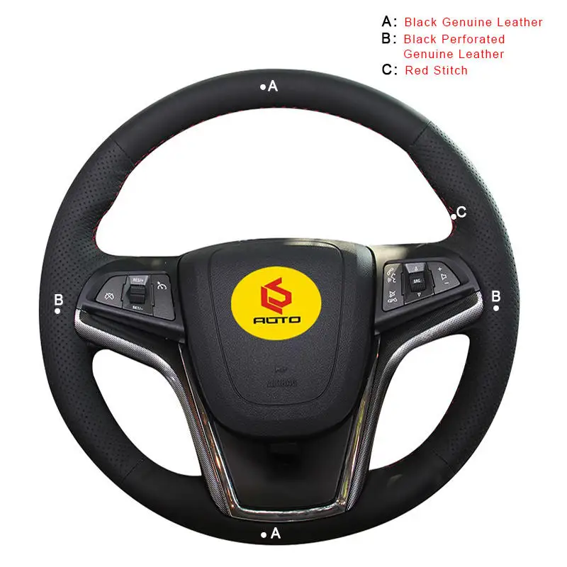Genuine Leather Авто оплетка на руль Крышка для Chevrolet Malibu 2011- вольт 2011- Внутренний чехол рулевого колеса автомобиля кожа - Название цвета: Genuine Leather