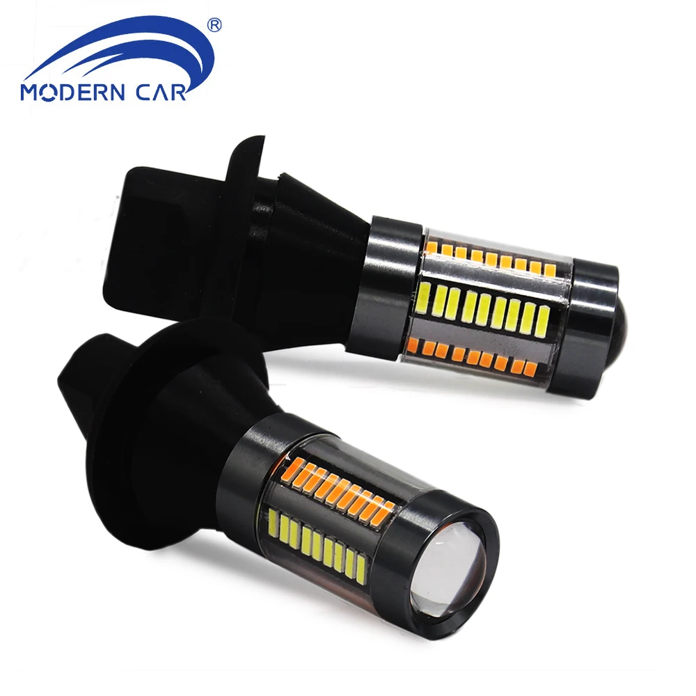 Современный автомобиль 2 шт T20 7440 66SMD LED 1156 BAU15S Светодиодный свет автомобиля Поверните сигнальную лампу Дневной свет canbus# T20