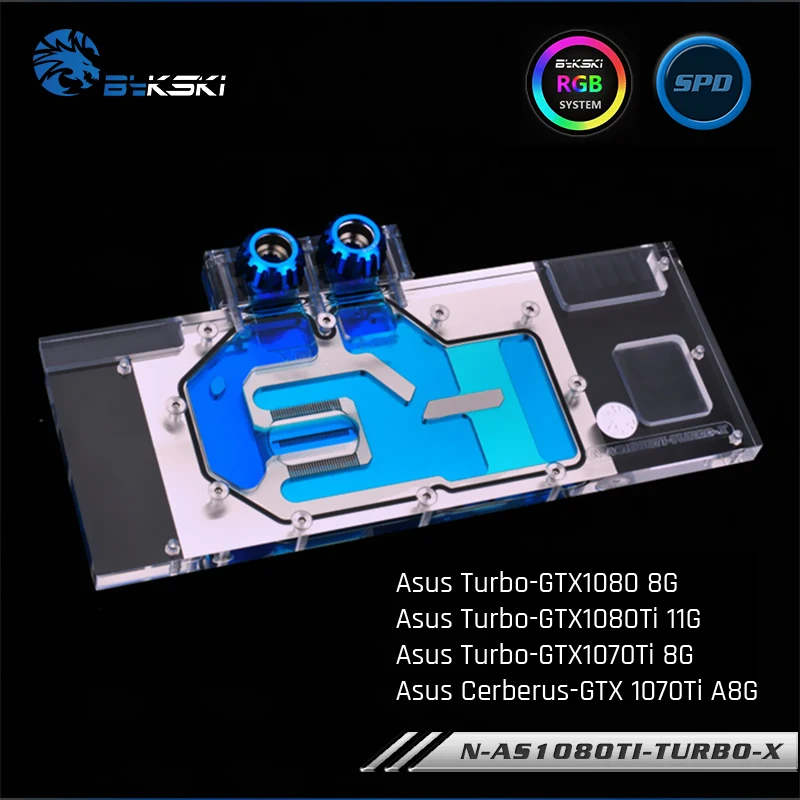 Bykski N AS1080TI полноэкранная Графическая карта блок водяного охлаждения RGB/RBW для Asus