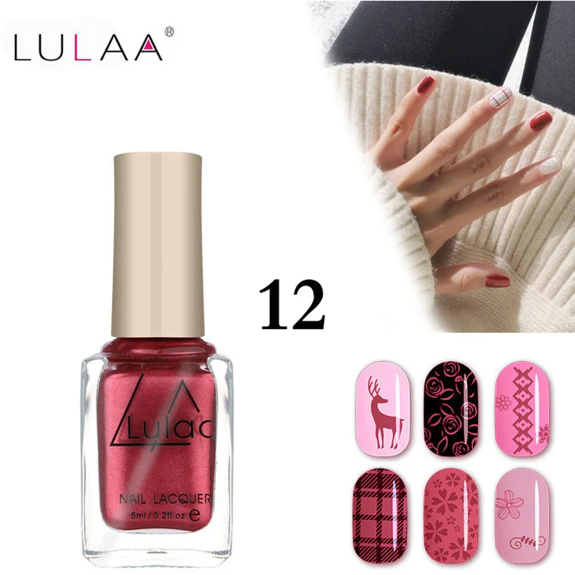 6 мл lulaa Профессиональный Nail штамповка принт польский сладкий Цвет Лаки для