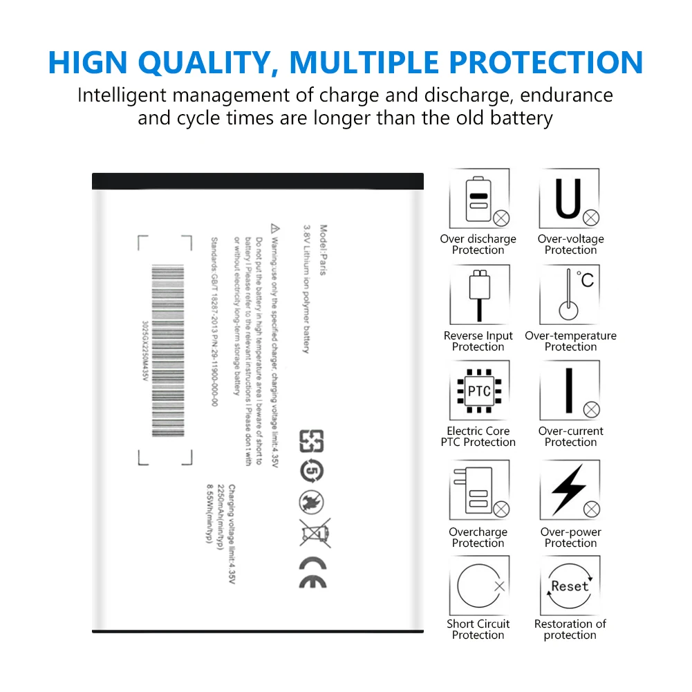Высокое качество Замена резервного копирования 2250 мАч литий полимерный