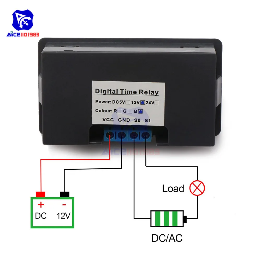 DC 12V цифровой Цикл флейта Модуль платы с двойным временем красный/синий