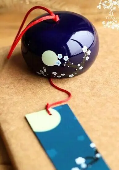 Blue plum blossom Японские керамические колокольчики для сада, подвесные украшения для дома, украшения для дома, подарки - Цвет: Blue plum blossom