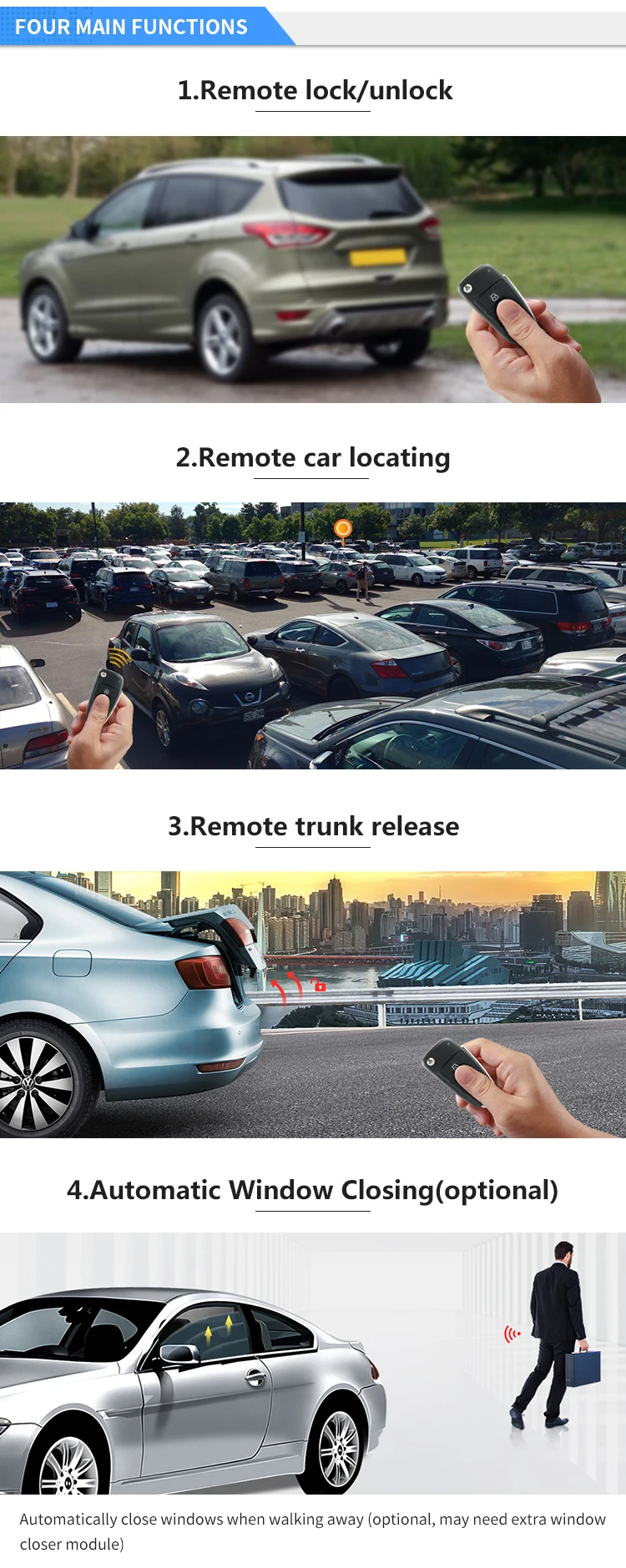 EASYGUARD компания Универсальный Автозапуск система с индивидуальным флип ключ отрицательный окно выходная мощность Дист