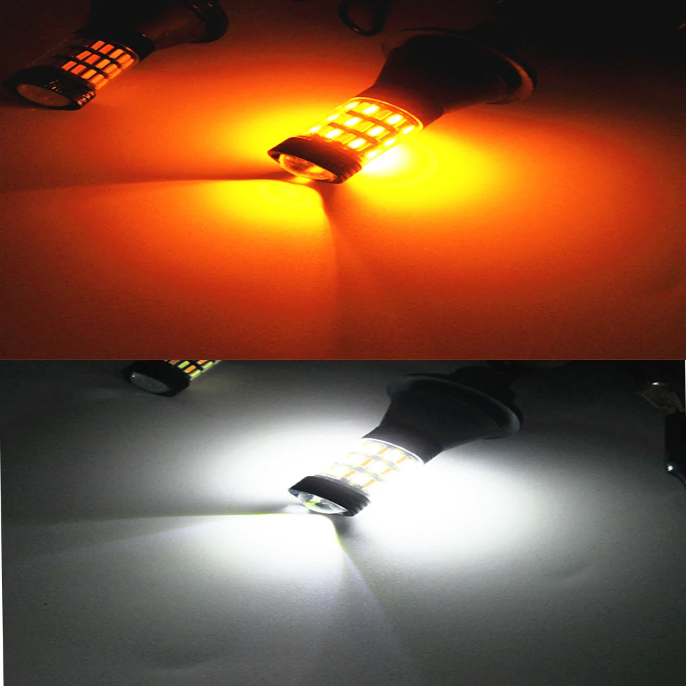 2 комплекта (4 шт.) 1156 P21W BA15S BAU15S 4014 60 SMD Canbus янтарные/белые светодиодный ные лампы