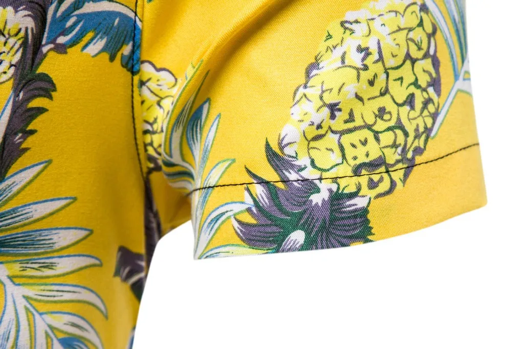 Популярная модная мужская летняя Гавайская хлопковая желтая Базовая рубашка с