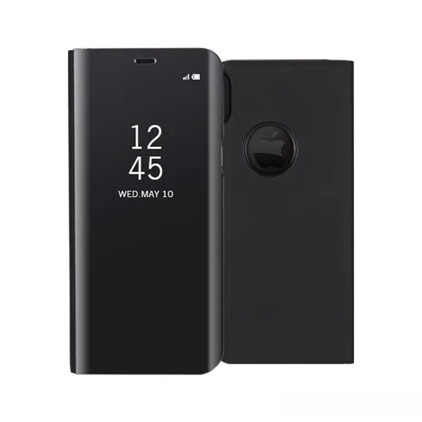 Black Зеркальный флип-чехол для samsung Galaxy Note 8, S6, S7 Edge, S8 Plus, J3, J5, J7, прозрачный умный чехол с окошком для просмотра, для iphone 6, 6s, 7, 8 Plus, X - Цвет: Black