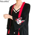 Женская рубашка-кимоно NiceMix, в японском стиле, в стиле Харадзюку, с вышивкой и лисой, свободная, повседневная, топы и блузки