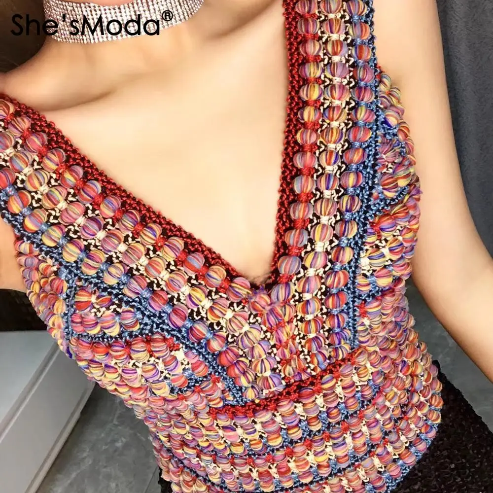 She'sModa вязанные Цвет юбка брюки из смеси v образный вырез толстый 2019 Новый Для