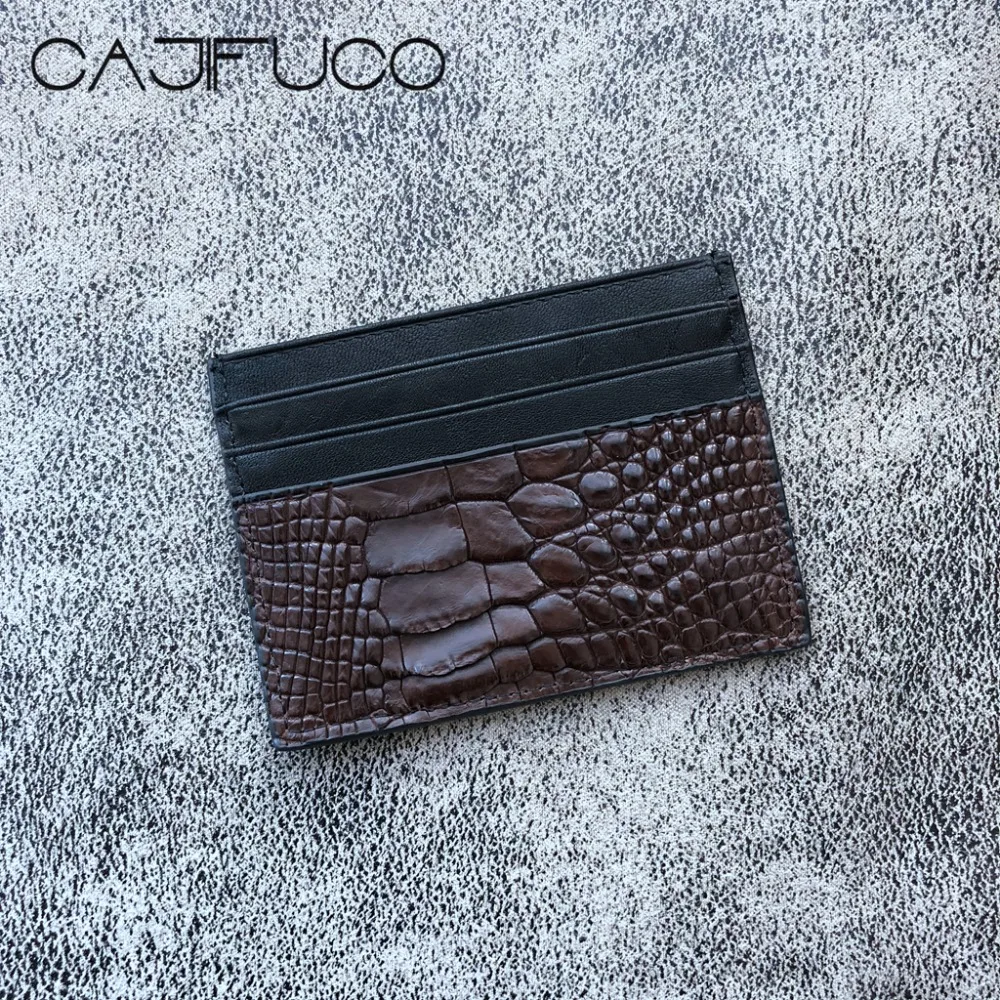 CAJIFUCO коричневый держатель для кредитных карт из настоящей крокодиловой кожи
