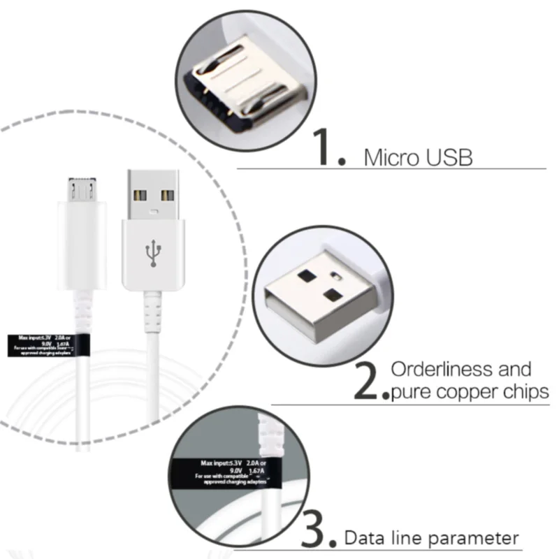 Кабель Micro USB для Samsung Galaxy S6 S7 Edge быстрое зарядное устройство 1 2 м А быстрая зарядка