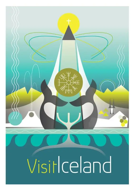 Посетите исландский плакат большой цифровой художественный постер винтажный
