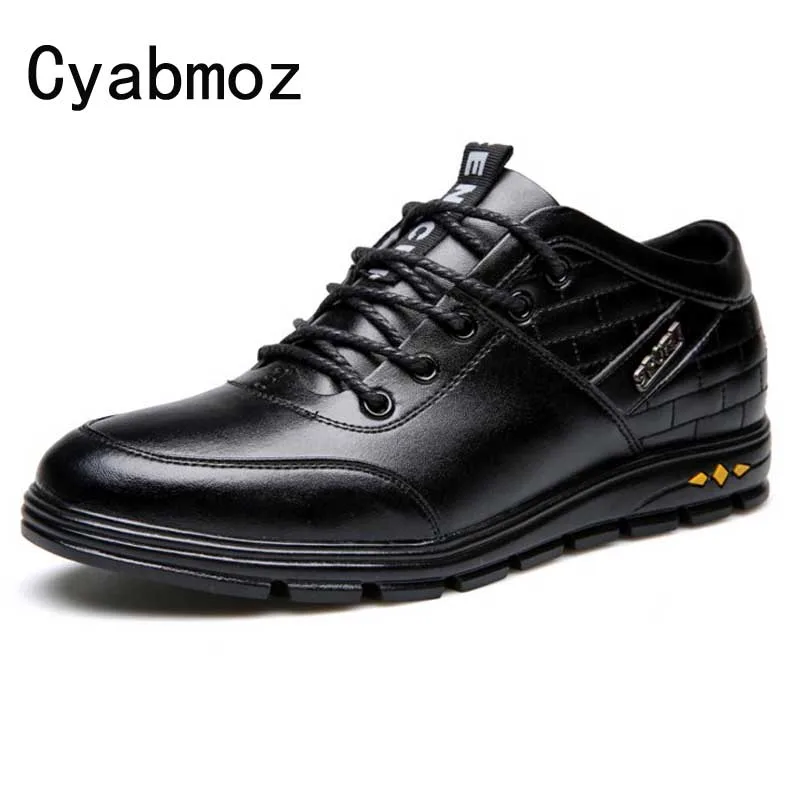 Men Casual Fashion Breathable Leather Height Increase Elevator Shoes Spring Lace Up 6CM Zapatos Hombre Sneakers Male |