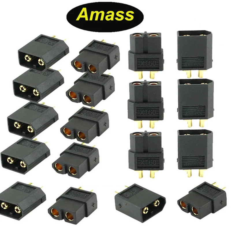 Разъем Amass RC XT60 штекер гнездо Разъемы питания для батареи Lipo черный желтый|Детали