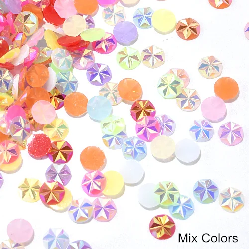 Mixed Colors 1000 шт 5 мм с цветочным узором из цветных полимеров не требуют горячей фиксации Стразы плоские с оборота с украшением в виде кристаллов; блестящие стразы для нейл-арта украшения B3789 - Цвет: Mixed Colors