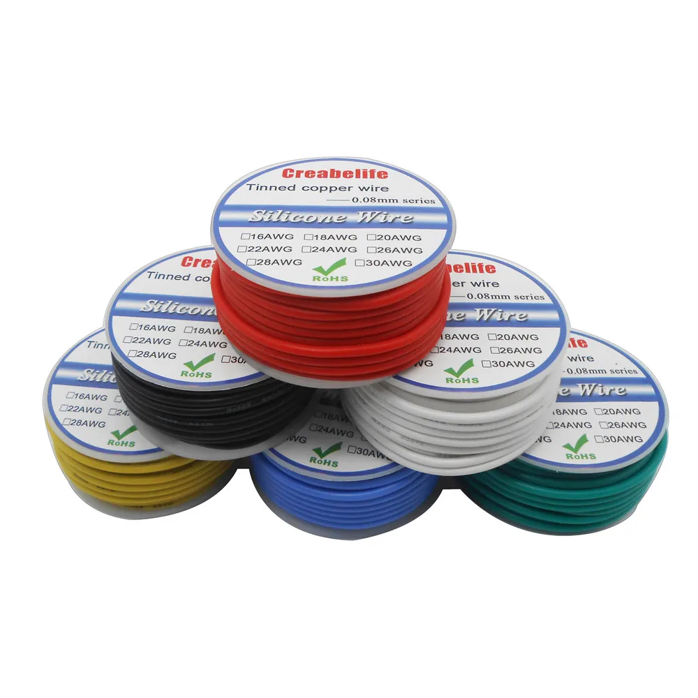60 м 16 AWG гибкий силиконовый провод RC кабель OD 3 0 мм линия 6 цветов с катушкой