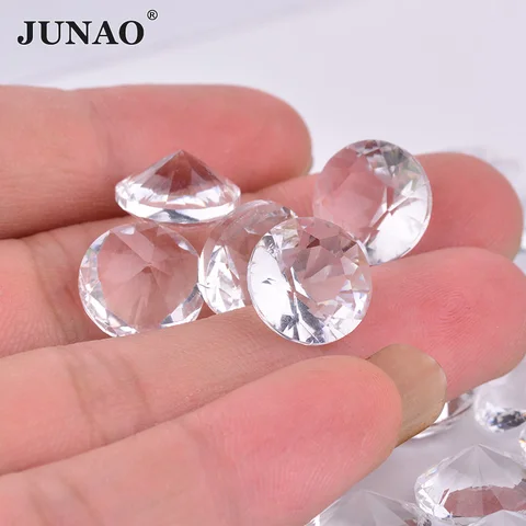 JUNAO 6, 8, 10, 18, 20, 25 мм прозрачные стеклянные кристаллы, алмазные Стразы, круглые бусины для скрапбукинга для DIY