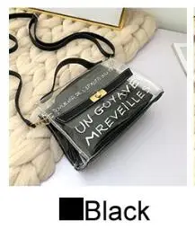 Черный Женская сумка Прозрачная желе сумка bolsa feminina сумка-мессенджер borsa donna модные malas de senhora сумки через плечо torebka - Цвет: Черный