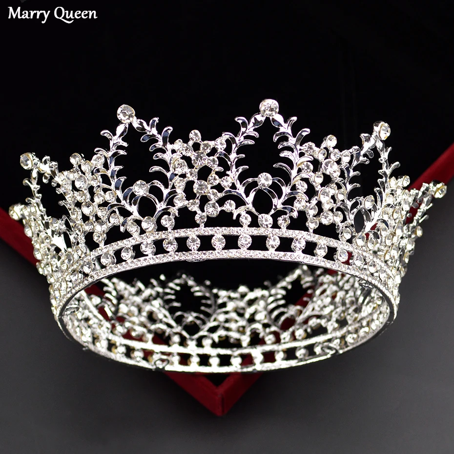 2019 New Gold And Silver Color Luxury Rhinestone Princess Round Crown Hair Band Baroque Fashion Bride Wedding Head Jewelry | Украшения и