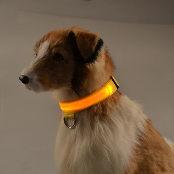 Yellow Нейлоновый светодиодный ночник для домашних животных, собак, светящийся светильник, ошейник для щенков, кошек, светодиодный ошейник для собак, USB ошейник для собак - Цвет: Yellow