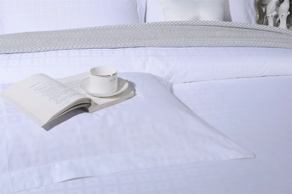 white Luxury Jacquard Bedding Set Five Stars Hotel 100% cotton Duvet Cover King Queen Size Home flat Sheet Linen | Дом и сад