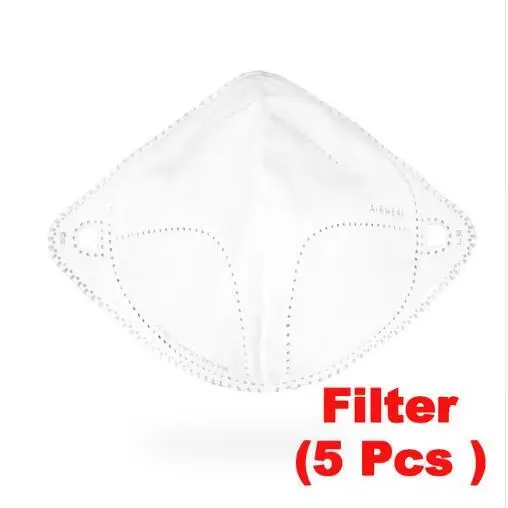 5pcs filter 4 шт. фильтр с маской Xiaomi AirPOP Air Wear PM0.3 анти-Дымчатая маска для лица Регулируемая Ушная подвесная удобная маска для лица 4 цвета - Цвет: 5pcs filter