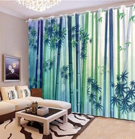 fashion customized 3d curtain blue bamboo curtain living room blackout shade window curtains bathroom 3d curtain