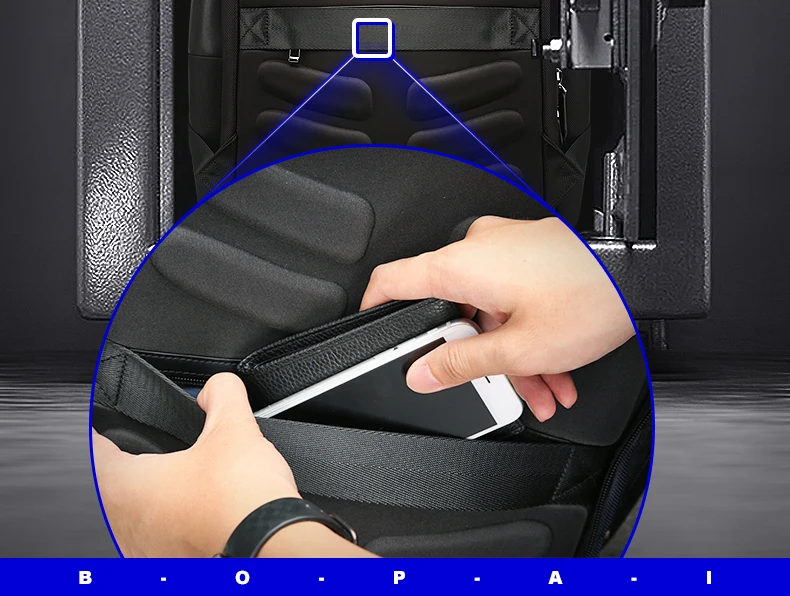 BOPAI, мужской рюкзак для путешествий, большая емкость, анти-вор, usb зарядка, 17 дюймов, рюкзак для ноутбука, кожаный, модный, Деловой, мужской рюкзак