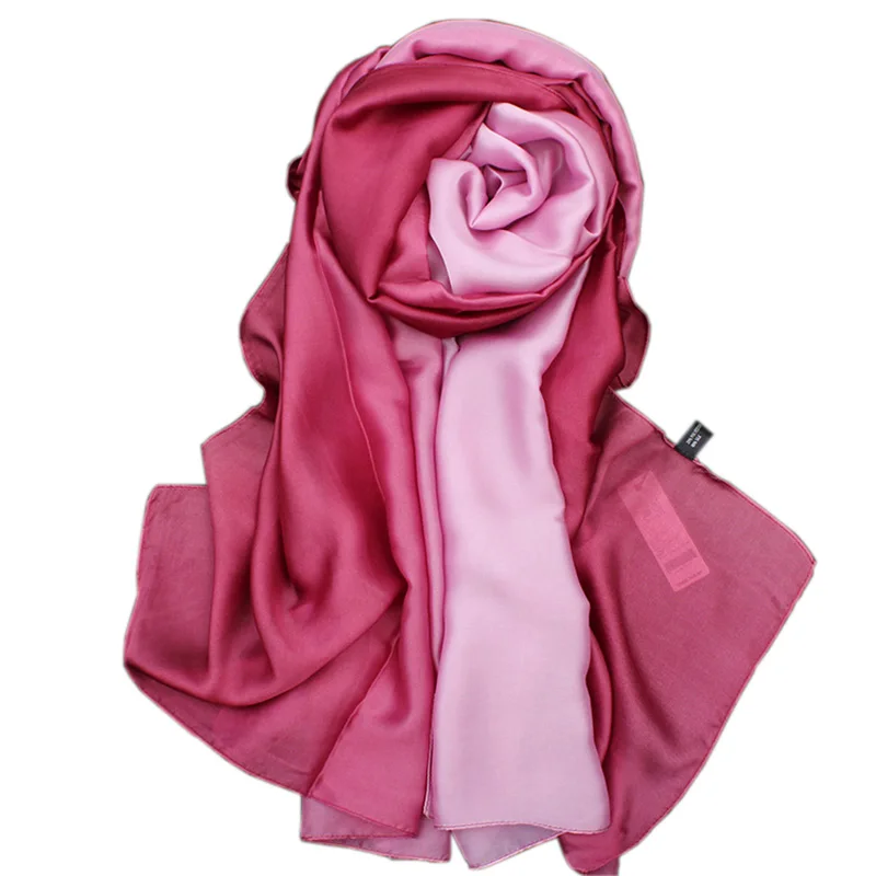 [RUNMEIFA] 2019 Модный женский шелковый шарф foulard femme мягкий тонкий сплошной пляжный