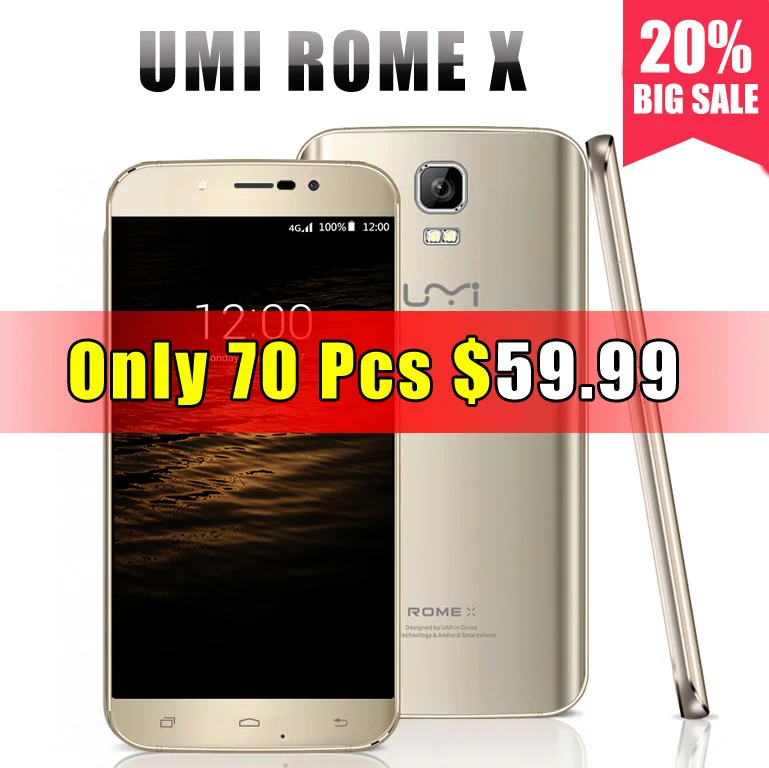 2016 5.5" Original Umi Rome X MTK6580 Quad-Core 1.3GHz Cell Mobile Phone Android 5.1 Lollipop 1GB RAM 8GB ROM 8.0MP 3G GPS